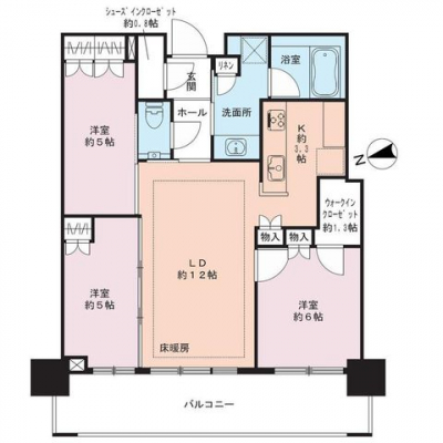 　LD、寝室は天井高2.6メートルのゆとりのある空間